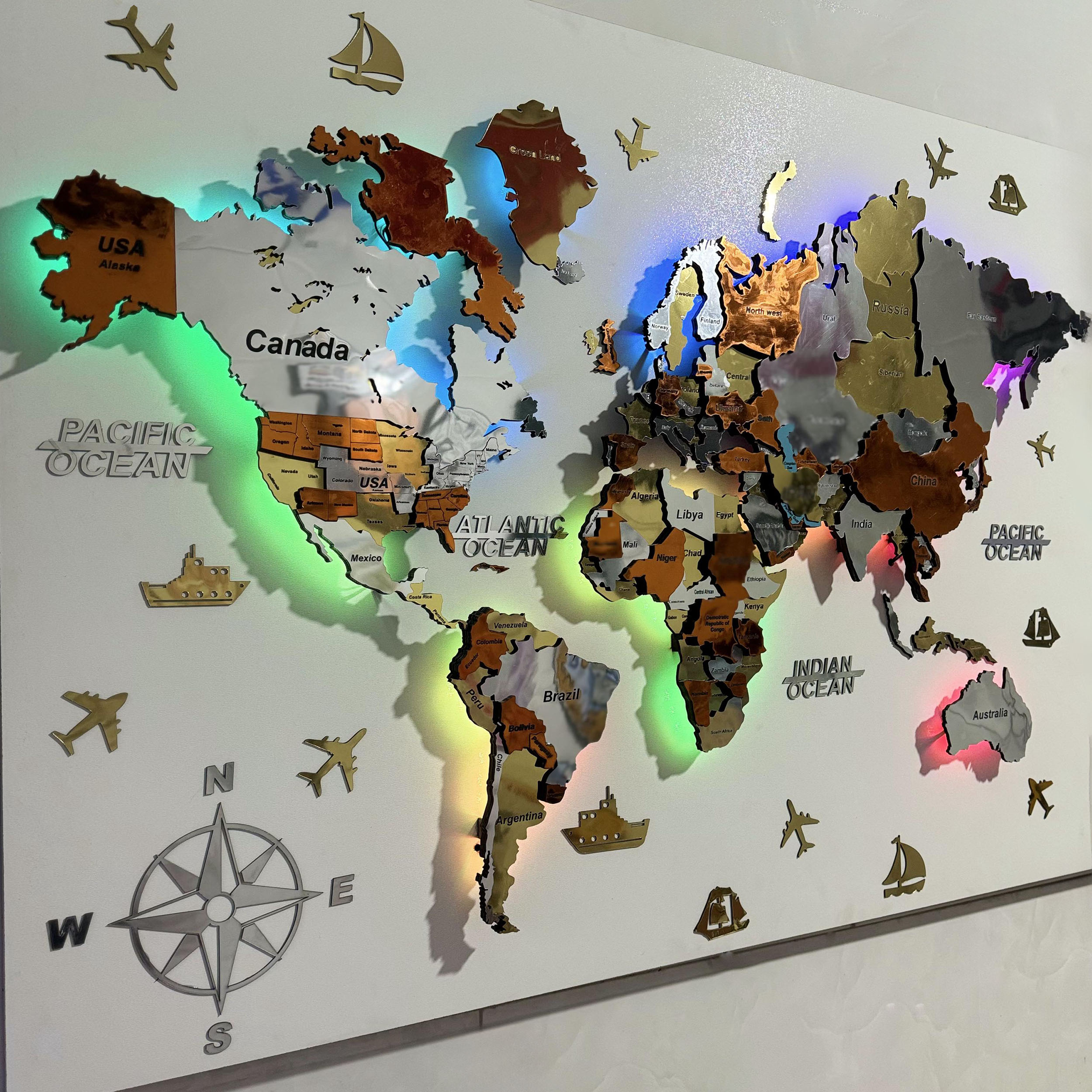 نکته خرید - قیمت روز تابلو نوری طرح نقشه جهان مدل بلوتوثی خرید