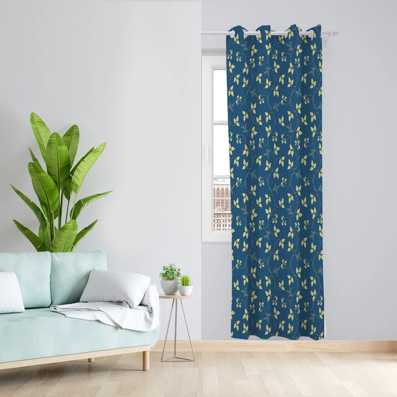 پرده طرح برگ مدل مخمل پانچی کد 4137 z سایز 140x200 سانتی متر