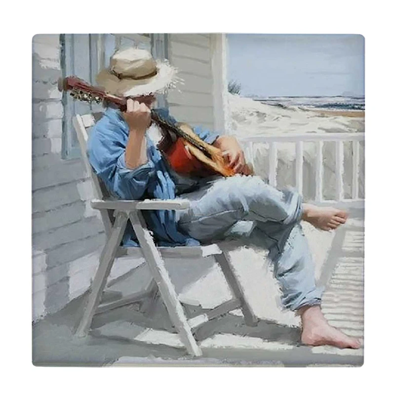 زیر لیوانی  طرح نقاشی نوازنده گیتار کد    6087114_5173