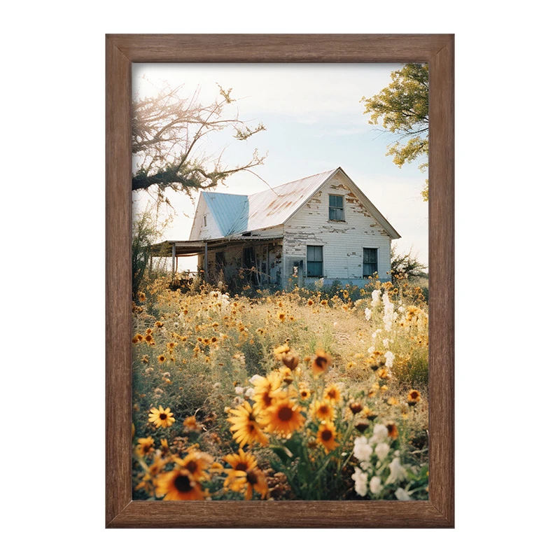 تابلو خندالو طرح منظره و گل آفتابگردان کد F487