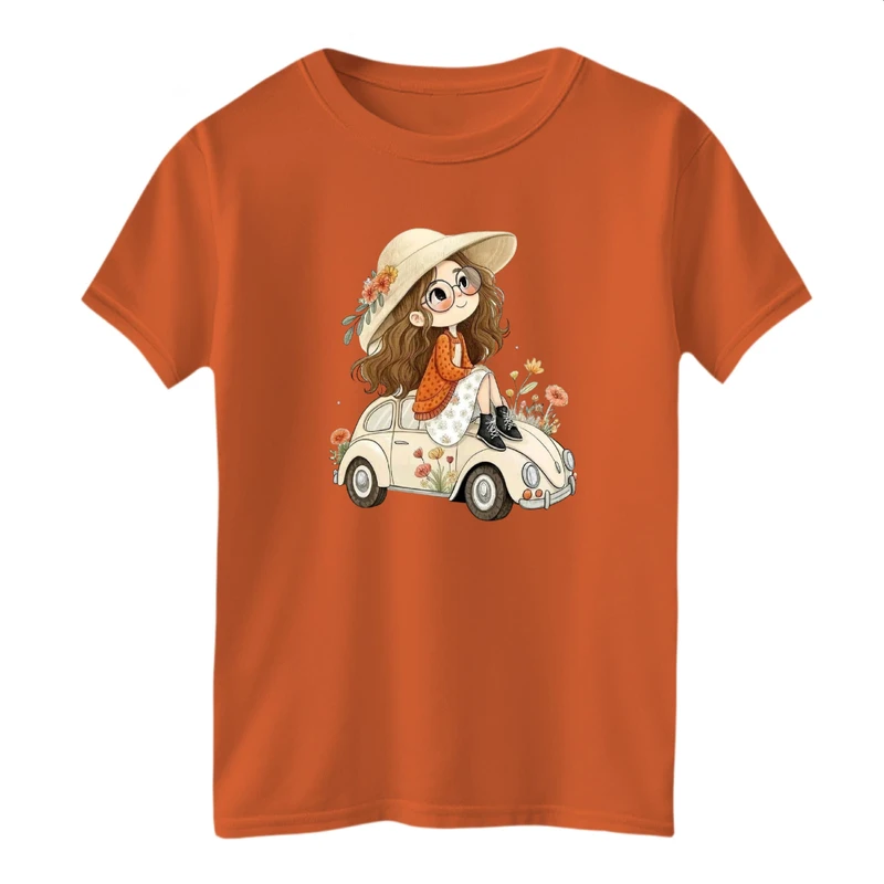 تی شرت آستین کوتاه بچگانه مدل دخترک و ماشین