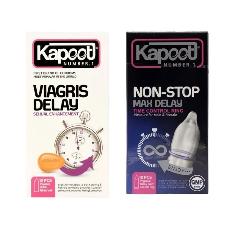 کاندوم تاخیری کاپوت مدل NON-STOP بسته 10 عددی به همراه کاندوم تاخیری کاپوت مدل Viagris Delay بسته 12 عددی