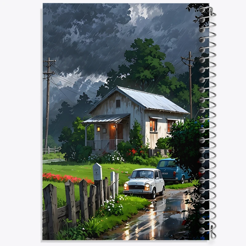 دفتر شطرنجی 50 برگ خندالو طرح کلبه های جنگلی کد F7890