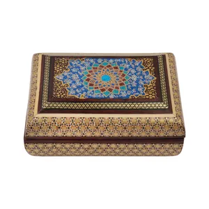 جعبه جواهرات خاتم کاری مدل زیر و رو گرد کد 02
