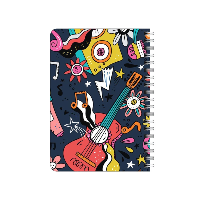 دفترچه یادداشت بامبیلیپ مدل چوبی طرح پترن گیتار و موسیقی کد 4033191