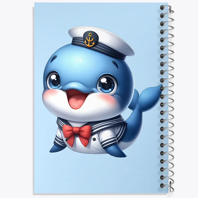 دفتر ژورنال نویسی 50 برگ خندالو مدل نقطه ای طرح دلفین کیوت کد F7698