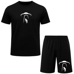 ست تیشرت آستین کوتاه و شلوارک راحتی مردانه مدل A75 طرح آدم فضایی