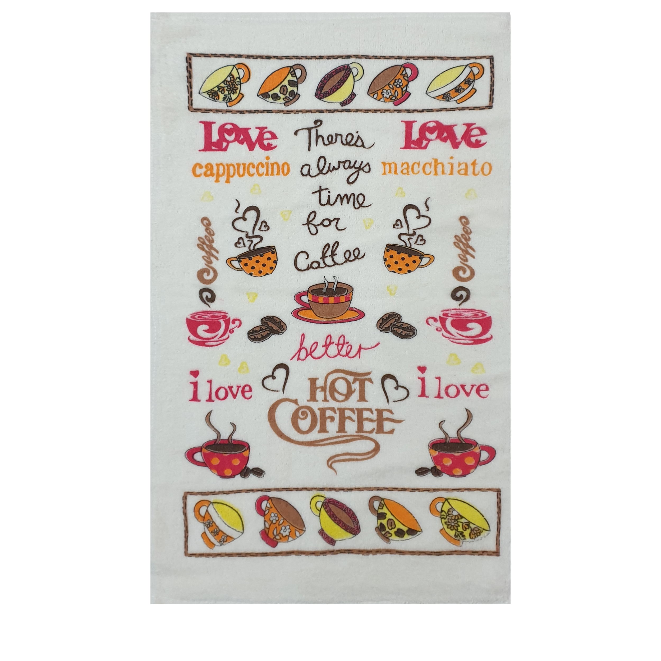  حوله دستی آکیپک مدل i love hot coffee سایز 30X50 سانتی متر