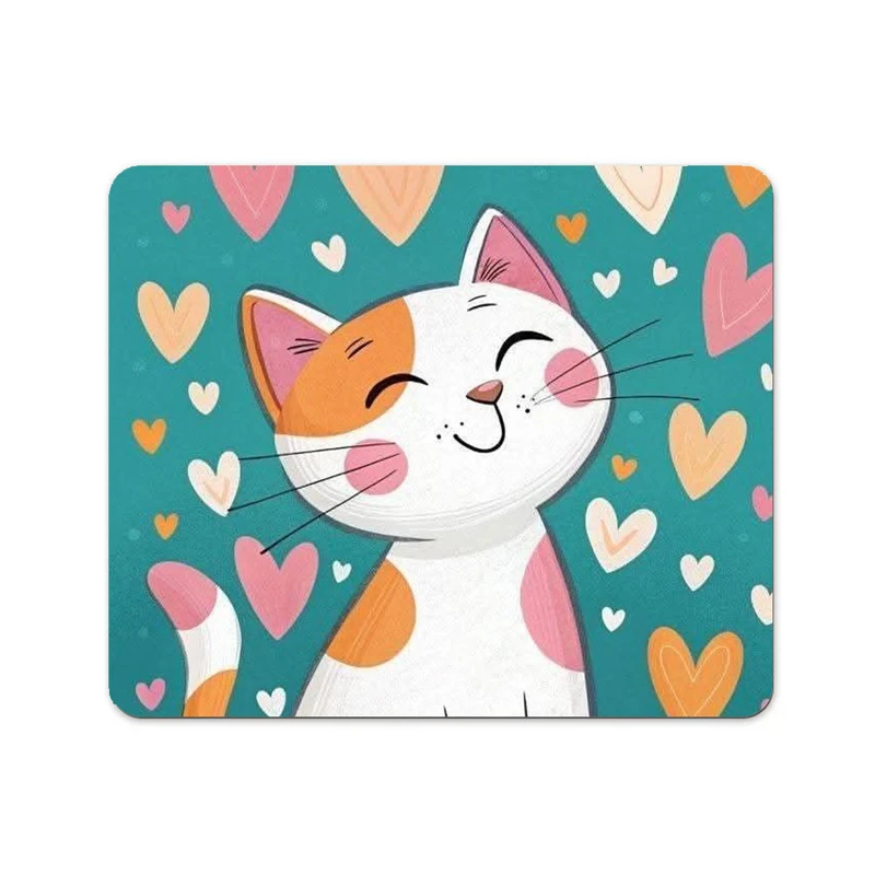 ماوس پد پاد آفرین مدل گربه ناز و قلبها کد 268 سایز 24*19 سانتی متر