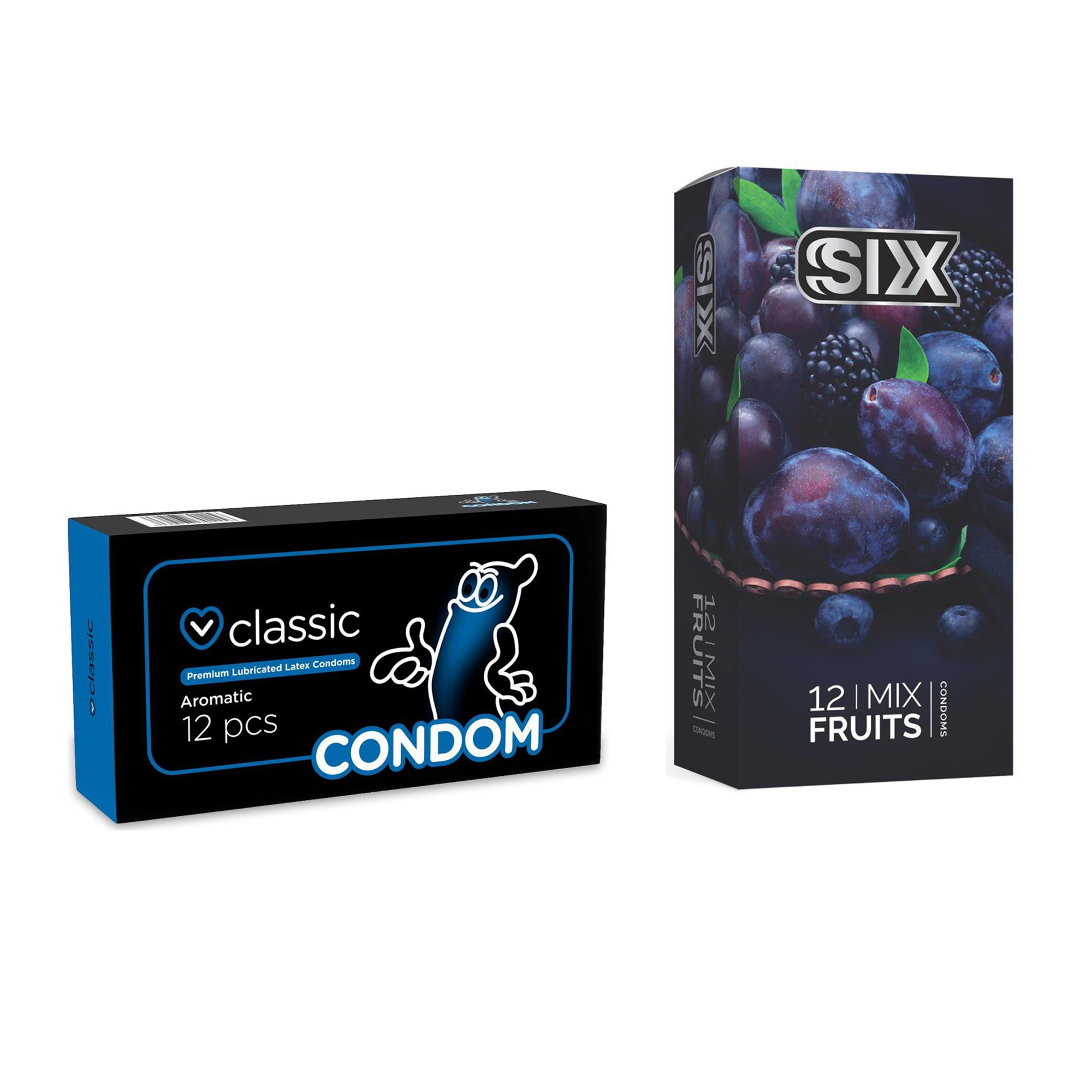 کاندوم سیکس مدل Mix Fruits بسته 12 عددی به همراه کاندوم کاندوم مدل Classic بسته 12 عددی