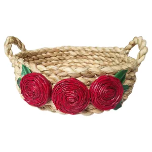 سبد حصیر بافی مدل گل رز