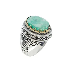 انگشتر نقره مردانه مدل زمرد برزیلی کد 28568