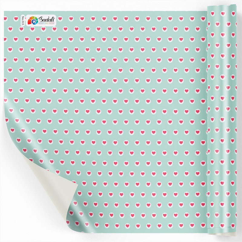 کاغذ کادو طرح بارش قلب بسته 2 عددی