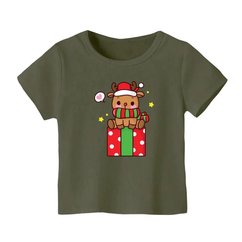 تی شرت آستین کوتاه بچگانه مدل گوزن کریسمس کد 18