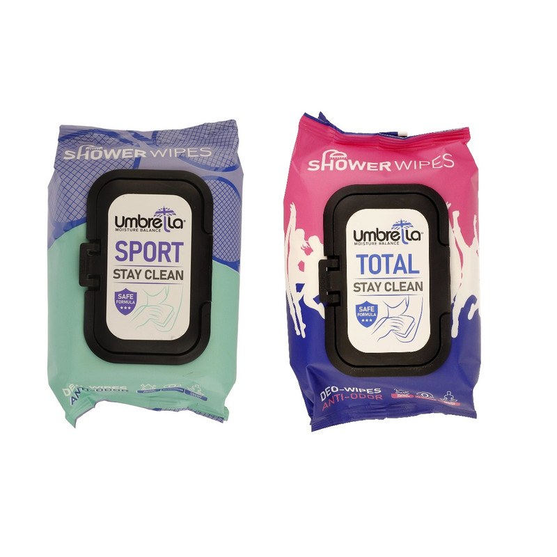 دستمال مرطوب آمبرلا مدل Total بسته 50 عددی به همراه دستمال مرطوب آمبرلا مدل Sport