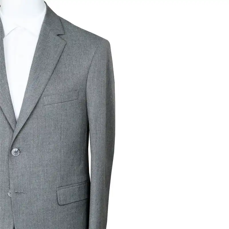 کت و شلوار مردانه مدل یقه انگلیسی رگولار فیت کد 24050 طرح سوزنی کوکما  رنگ طوسی روشن