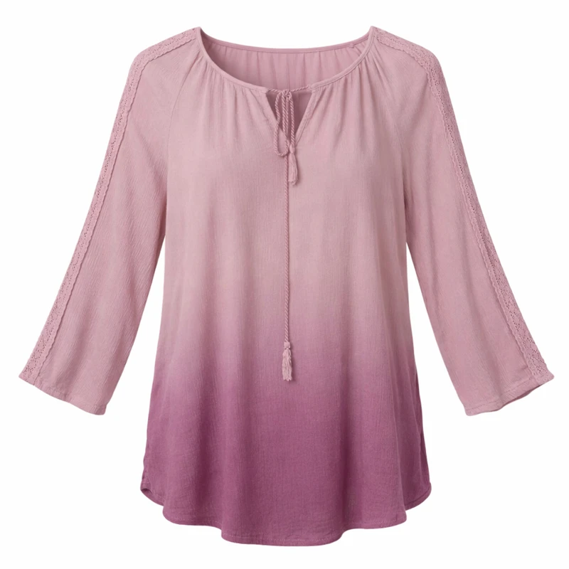 بلوز آستین سه ربع یقه بندی زنانه مدل 38140