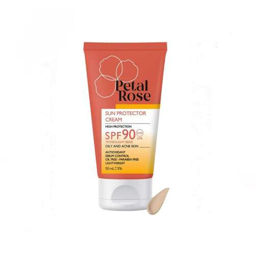 ضدآفتاب رنگی  بژ روشن  SPF90  پتال رز مدل High Protection مناسب پوست چرب  حجم 50 میلی لیتر