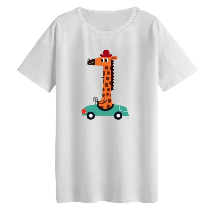 تی‌شرت لانگ آستین کوتاه زنانه مدل آقای زرافه