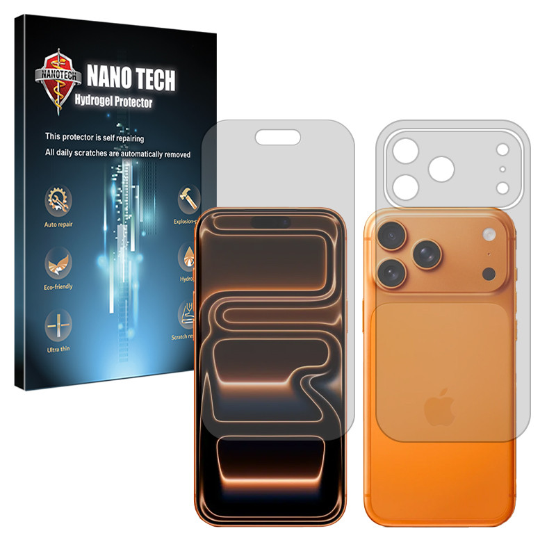 محافظ صفحه نمایش شفاف نانو تک مدل Tough مناسب برای گوشی موبایل اپل iPhone 17 Pro Max به همراه محافظ پشت گوشی