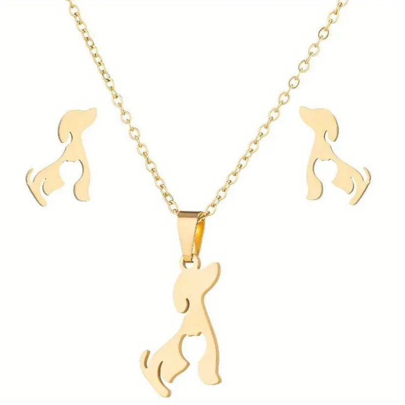 نیم ست طلا 18 عیار زنانه مدل حیوان سگ