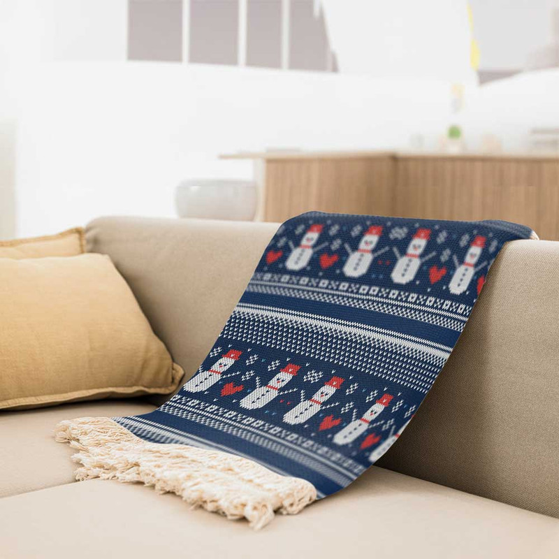 شال مبل طرح آدم برفی کد Q2SH1058 سایز 98x180 سانتی متر
