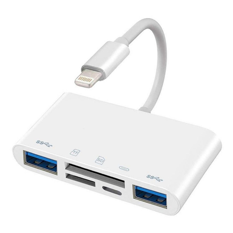 مبدل لایتنینگ به USB-C/memory card/USB 3.0 مدل 5in1