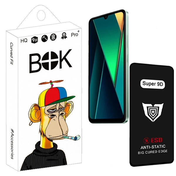 محافظ صفحه نمایش بوک مدل Super 9D 009 مناسب برای گوشی موبایل شیائومی Redmi 14C / A3x / Poco C75