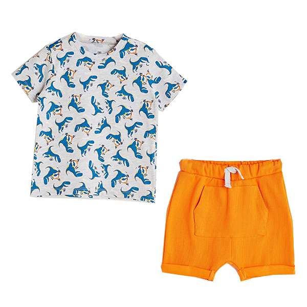 ست تی شرت و شلوارک پسرانه ال سی وایکیکی مدل دایناسوری