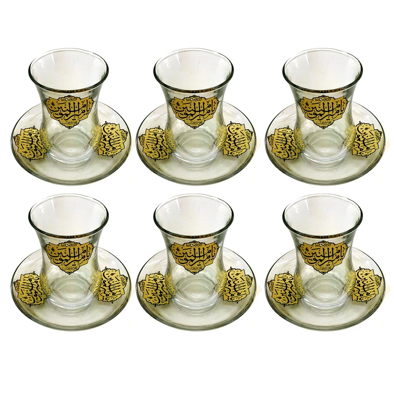 ست فنجان و نعلبکی 12 پارچه مدل السلام علیک یا امیرالمومنین علی بن ابیطالب ع طرح ستاره ای کد 102784