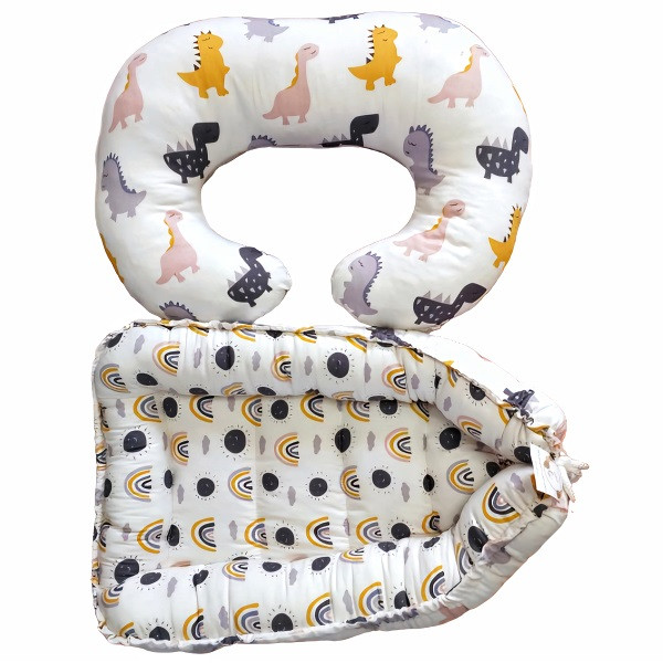 تشک خواب نوزاد شایلی مدل دایناسور کوچولو به همراه بالش شیردهی