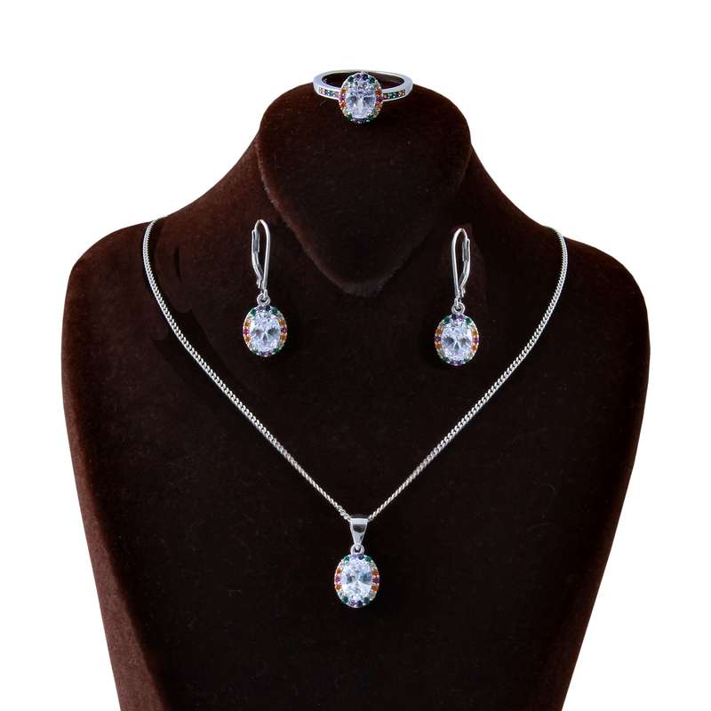 نیم ست نقره زنانه بازرگانی میلادی مدل کوارتز کد NTR_142