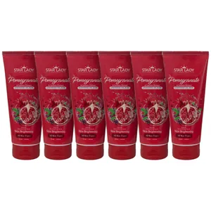 ژل ماسک صورت استارلیدی مدل انار و شیرین بیان روشن کننده مناسب برای انواع پوست حجم 175 میلی لیتر مجموعه 6 عددی