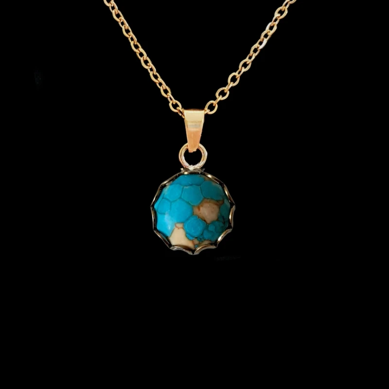گردنبند زنانه مدل سنگ طبیعی فیروزه تبتی مینیاتوری 