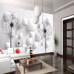 پوستر دیواری سه بعدی مدل قاصدک زمینه هندسی DRVF1107