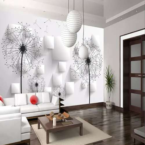 پوستر دیواری سه بعدی مدل قاصدک زمینه هندسی DRVF1107