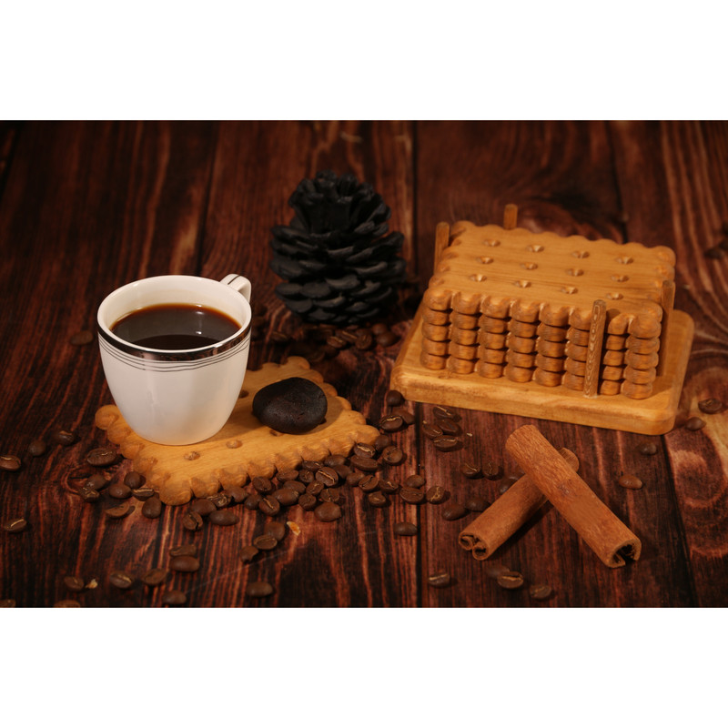 زیر لیوانی مدل بیسکوییت مستطیلی بسته 6 عددی به همراه استند