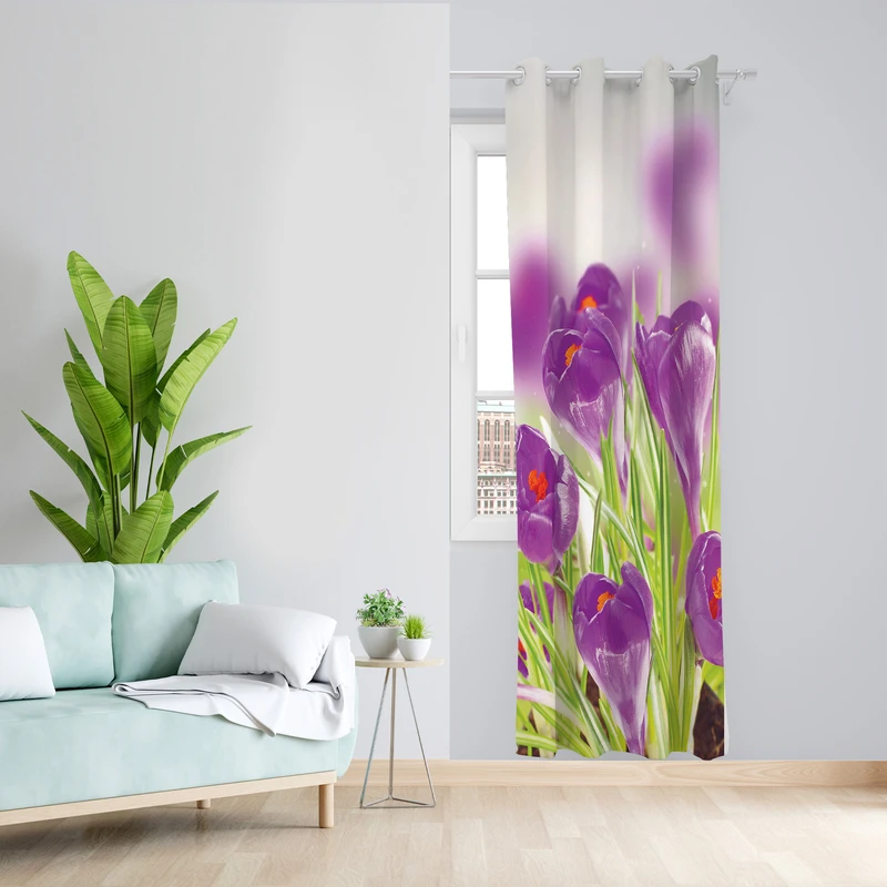 پرده طرح گل مدل مخمل پانچی کد L 439_R Z سایز 140x200 سانتی متر