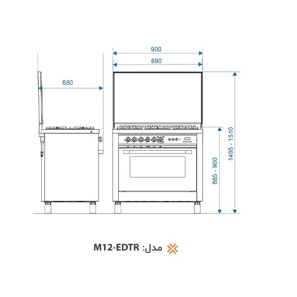 عکس شماره 3 : اجاق گاز فر دار پنج شعله اخوان مدل m12-edtr