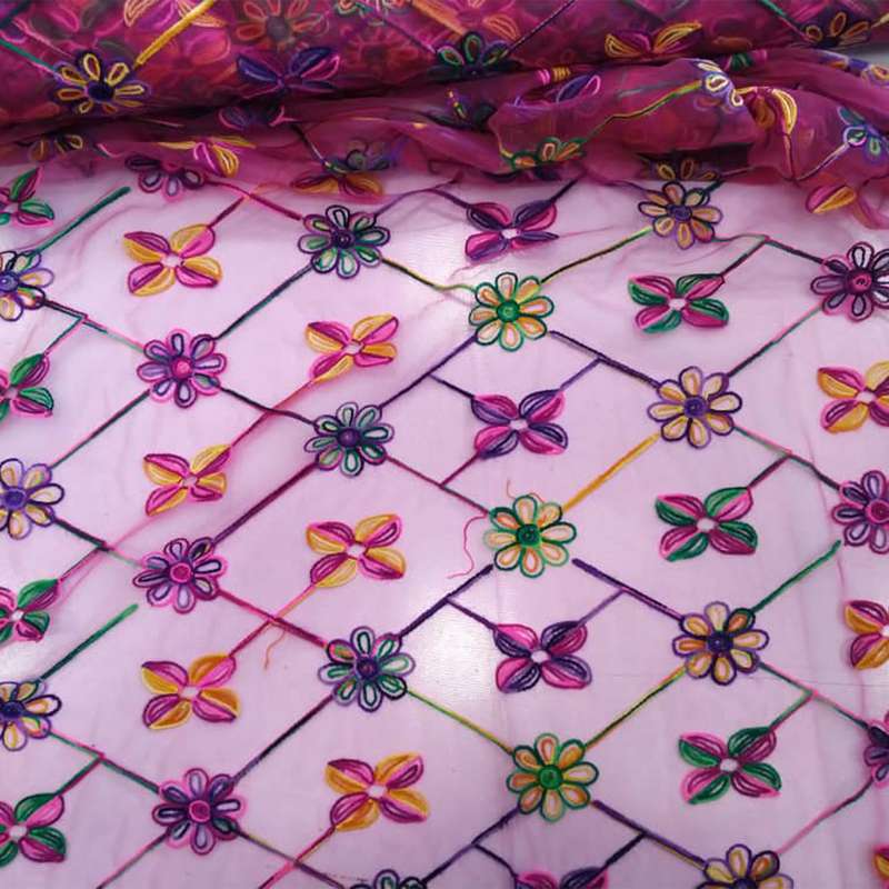 پارچه لباس مدل تور خامه دوزی سنتی