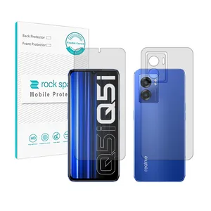Rockspace HyGEL model clear screen protector suitable for Realme Q5i mobile phone along with the phone back protector