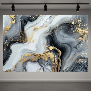 تابلو بوم طرح هنر انتزاعی مدل جریان طلایی کد PD1311234