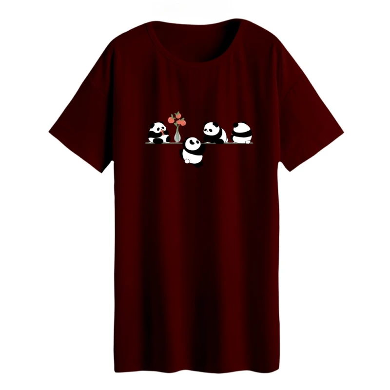 تی شرت لانگ زنانه مدل پاندا های بامزه