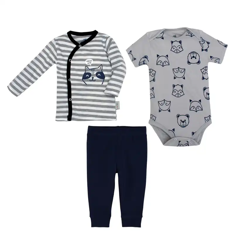 ست 3 تکه لباس نوزادی سپیدپوش مدل راکون