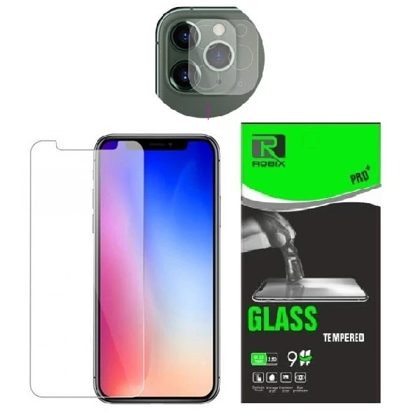 محافظ صفحه نمایش روبیکس مدل SA-IP11pro مناسب برای گوشی موبایل اپل iphone 11Pro به همراه محافظ لنز دوربین