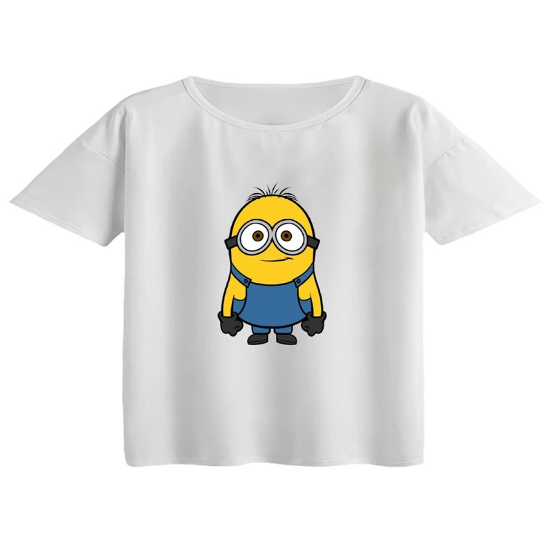 کراپ تی‌شرت آستین کوتاه زنانه مدل مینیون کد 1