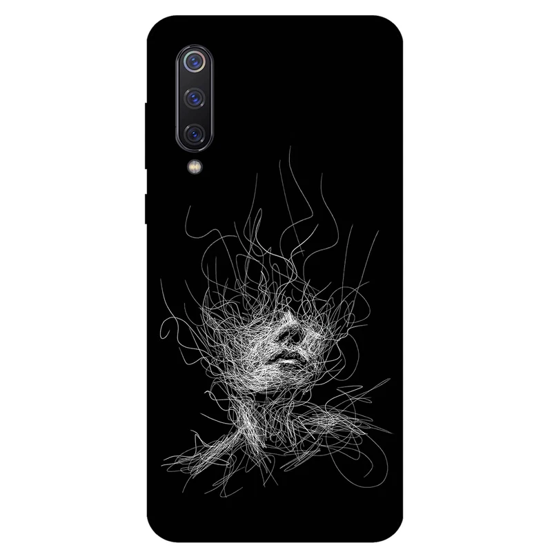 کاور مگافون طرح اسکچ صورت مدل 7423 مناسب برای گوشی موبایل شیائومی Mi 9 SE