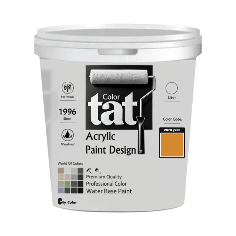 رنگ زرد کاترپیلار مات اکرولیک تات کد 2070-y20r حجم 4 لیتر
