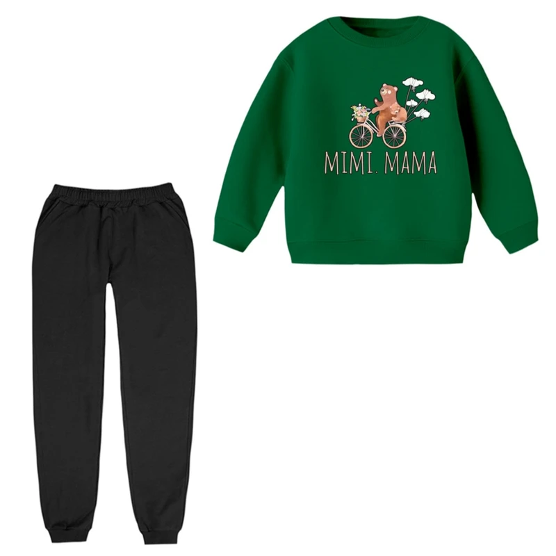 ست سویشرت و شلوار راحتی بچگانه مدل خرس و دوچرخه 