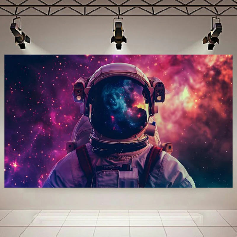 تابلو بوم طرح مخمل فضانورد و سحابی مدل کهکشانی کد AR303048